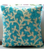 Handmade Corals Blue Pillows Cover, Art Silk Pillow Covers 16&quot;x16&quot;, Aqua... - $45.05+