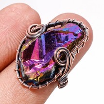 Purple Slice Agate Gemstone Handmade Copper Wire Wrap Ring Jewelry 6.75&quot; SA 150 - £3.73 GBP