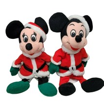 The Disney Store Santa Mickey And Minnie Mini Bean Bag Beanie Plush Tags - $24.99