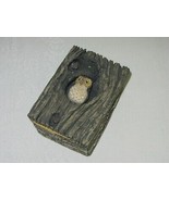 Vintage Trinket Jewelry Box Owl Bird Resin Figurine in a Tree Bark - £21.29 GBP