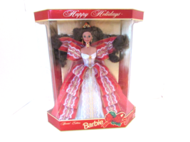Mattel 17832 Happy Holidays Barbie 1997 Red Gold Gown Brown Hair NRFB  LotP - £27.65 GBP