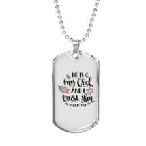 He Is My God Psalm 91:2 Necklace Stainless Steel or 18k Gold Dog Tag 24&quot; Chain - £37.32 GBP+