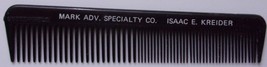 Vintage Unbreakable Mark Adv. Specialty Co. Isaac Kreider Comb Giveaway - $1.99