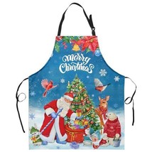 Christmas Santa Claus Kitchen Aprons With Pockets Winter Snowflakes Aprons Wi Ho - £43.38 GBP