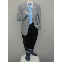 Men's US Polo Sport coat 8911j Black white Hounds-tooth with blue Plaid 42 Long image 5