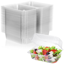 100 Pieces Plastic Hinged Food Containers, Clear Clamshell Takeout Tray, Disposa - £24.39 GBP