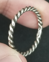 Sterling Silver ladies ring band .925 size 10 "NF" twisted rope braid - $29.99