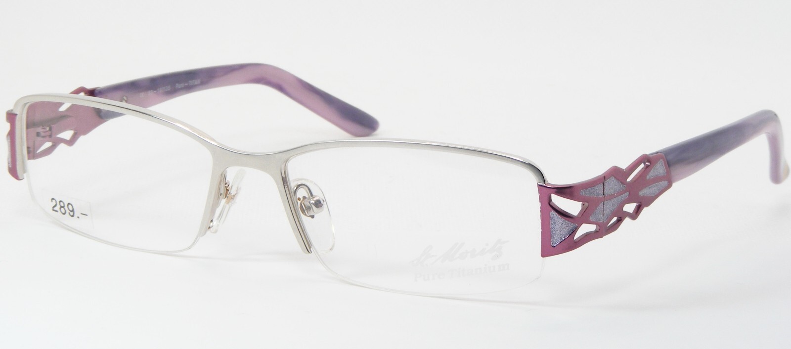 St. Moritz Por AMA 4780-003 Plata / Lila GAFAS ÚNICAS DE TITANIO 53-16-1... - $194.77