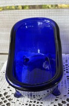 Bath and Body Works Cobalt Blue Collector Glass Bath Tub Claw Foot Decor - $37.24