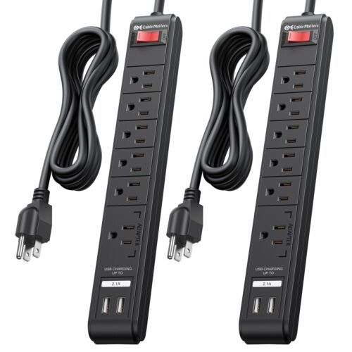 able Matters 2-Pack 6-Outlet Surge Protector Power Strip with USB Ports,... - $122.36