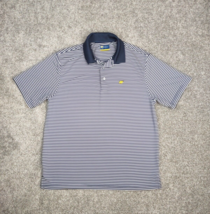 Jack Nicklaus Polo Shirt Men Large Blue White Striped Golden Bear Golf Athletic - £12.81 GBP
