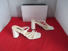 NINE WEST Girlie Square Toe Strappy Dress Sandals $85 White US Size 8 1/... - £21.29 GBP