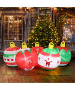 7 FT Lighted Five Christmas Balls Inflatable Decoration with Built-in LE... - £49.09 GBP