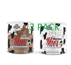 2 Pack Augason Farms Morning Moos White &amp; Chocolate Milk Alternative #10 Cans - £58.30 GBP
