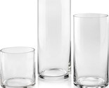 Set Of 3 Glass Cylinder Vases That Are 5, 8, Or 10 Inches Tall, Or Flowe... - £29.65 GBP