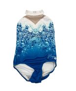Sylvia P Maggie Adult XS Blue Mosaic Print Sleeveless Gymnastics Leotard - $52.80