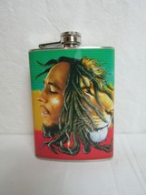 Bob Marley Lion Red Yellow Green Stainless Steel 8oz. Hip Flask FGBB31 - £7.92 GBP