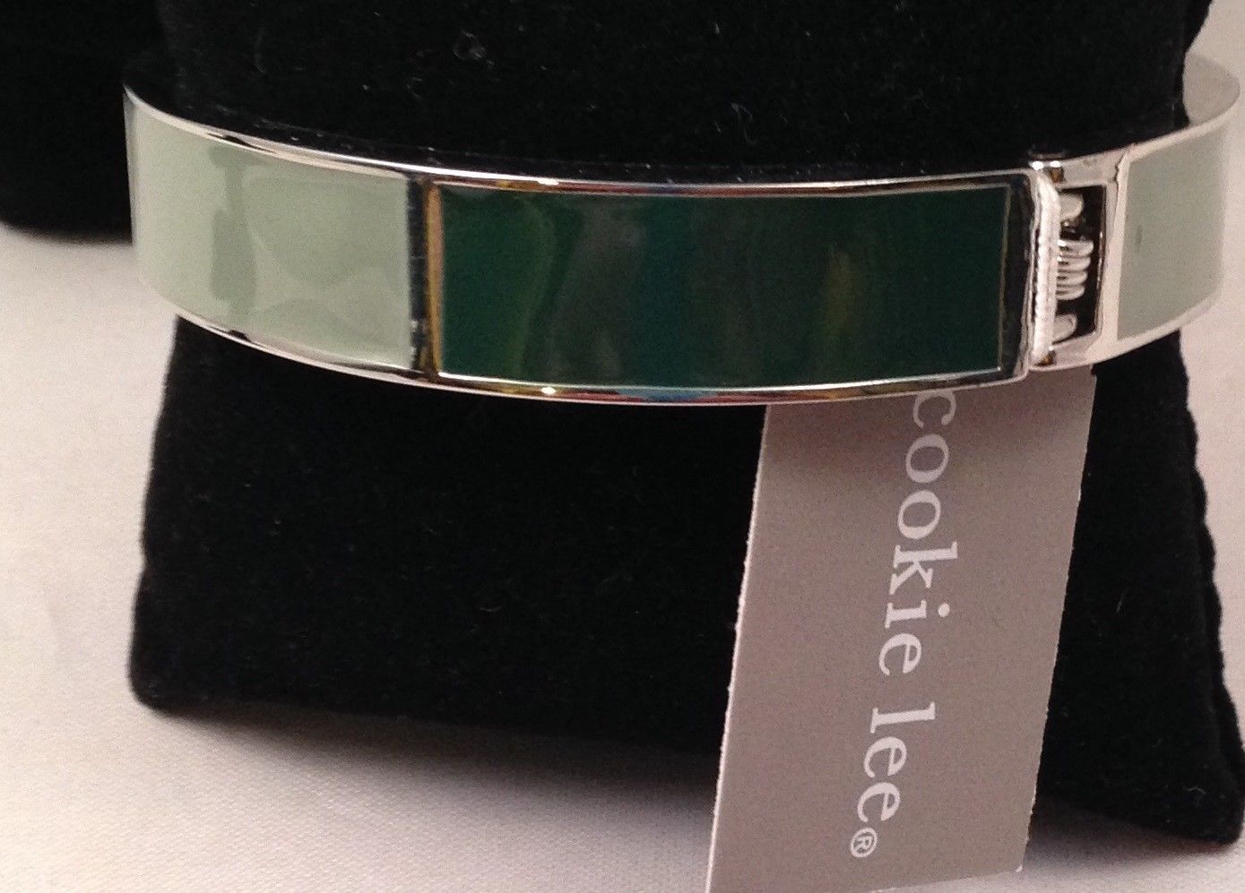 New Cookie Lee Shades of Green Cuff Bracelet on Silvertone - $14.65