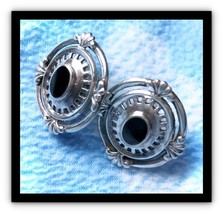 VTG Sterling Silver 925 Onyx Concho Style Stud Earrings Southwestern 9 grams - £28.39 GBP