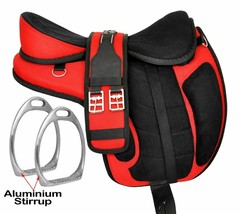 Handmade Synthetic Treeless Freemax English Saddle Red Color With Stirrup For Ho - £145.29 GBP