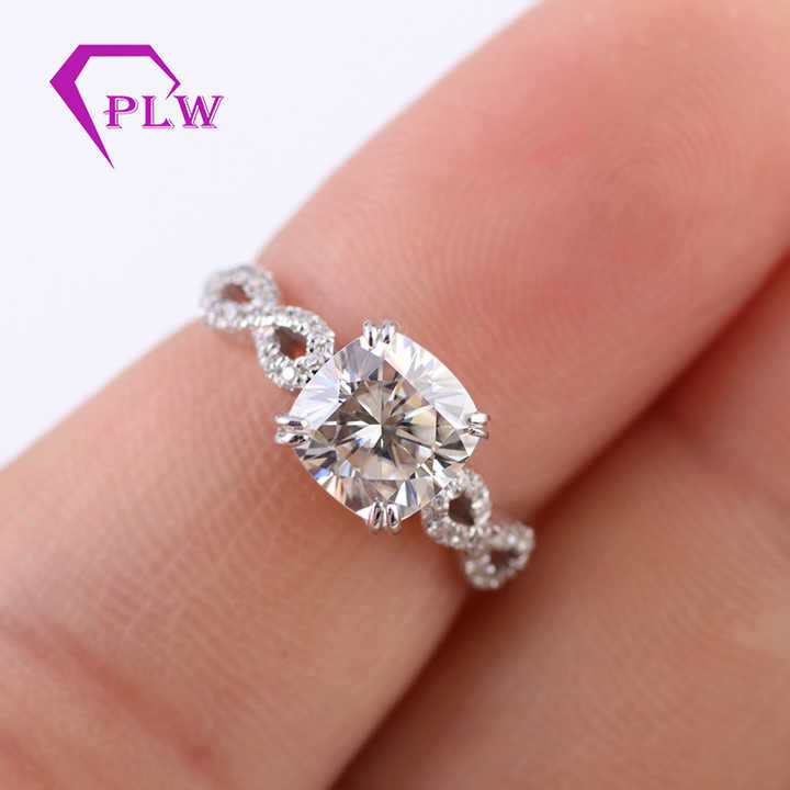 Cushion Moissanite Half Eternity Ring 925 Silver Moissanite Engagement Ring  Item image 4