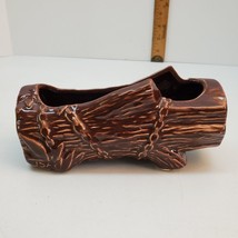 Vintage McCoy Pottery Small Log &amp; Chain Planter  Wood Grain  Brown Glaze  USA - £14.44 GBP