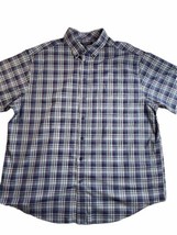 Roundtree &amp; York Shirt Men&#39;s 2XB Travel Smart Short Sleeve Button Up Blu... - £14.80 GBP