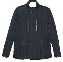 Cole Haan Black Men&#39;s Down Coat Zipper Leather Trim Collar Jacket Size M - $130.54