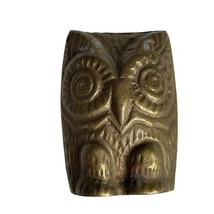 Solid Brass 2&quot; Owl Made in India MCM Decor PaperWeight Collectible - $19.25