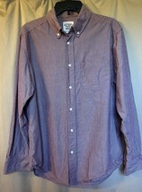 Old Navy Shirt Mens Medium Button Up Burgundy Pinstriped Long Sleeve Cotton - £8.41 GBP