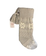 North Pole Trading Gray Snowflake Knit Stocking Lined with Tassels - New - £9.33 GBP