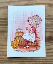 Vintage Quality Crest Bonnet Girl Drinking Tea Orange Tabby Cat Birthday Card - £5.55 GBP