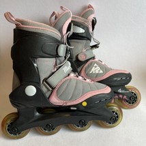 K2 Marlee Adjustable inline Youth Girls Roller Skates 3-6 Blades Pink Gray - $23.74