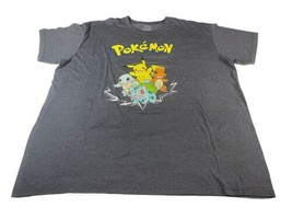 Pokemon Men’s T-Shirt Sz 3XL Gray Pikachu Bulbasaur  Squirtle Charmander - £17.48 GBP