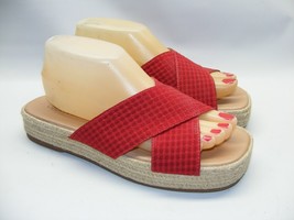 Lucky Brand Gayte Women Size 8 M Red Fabric Checkered Slides Sandals Hee... - $23.33