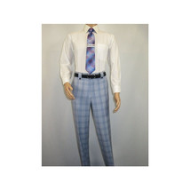 Men Apollo King 3pc Suit Window Pane Plaid 100% Soft Wool Super 150 #985-12 Blue image 10