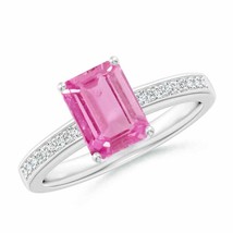 ANGARA Octagonal Pink Sapphire Cocktail Ring with Diamonds for Women in 14K Gold - £1,332.73 GBP