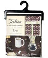 Tribeca Stylish Kitchen Curtain Set Valance 52x18in 2 Tiers 26x36in Coffee - $27.99