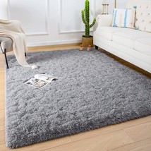 Quenlife Soft Bedroom Rug, Plush Shaggy Carpet Rug For Living, 4 X 6Ft. Grey. - £31.92 GBP