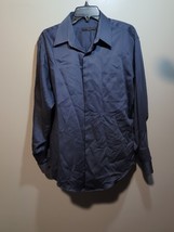Geoffrey Beene Fitted Men&#39;s Large Gray Dress Shirt, Button Up, Cotton Bl... - $9.90