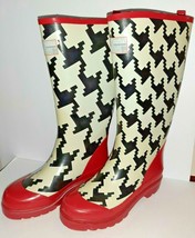 Sz 6 Girls LLM Little Mismatched Rain Boots Red Ivory Black Waterproof - £21.66 GBP