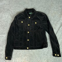 Lauren Ralph Lauren Jeans Co Womens Jacket Small Black Corduroy Coat Rib... - $29.98