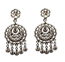 Vintage Pure sterling Silver Filigree Mandala Dangle Earrings - pre-owned - £48.71 GBP