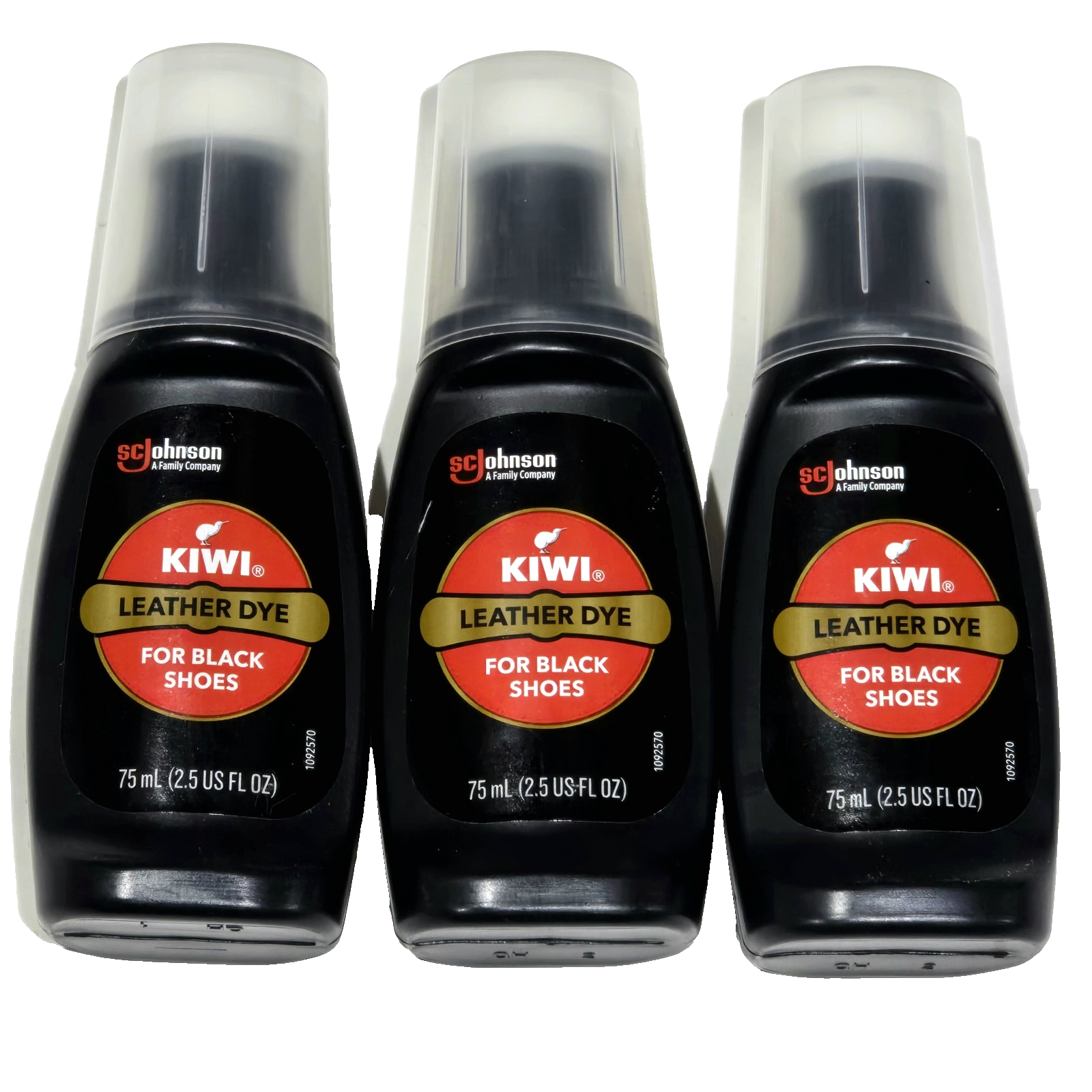 3 Pack Kiwi Leather Dye For Black Shoes 2.5oz Sponge Top Applicator - $25.99