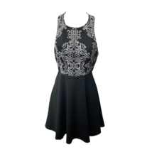 Speechless Womens Fit &amp; Flare Dress Black White Damask Stretch Cut Out Zipper 3 - £13.66 GBP