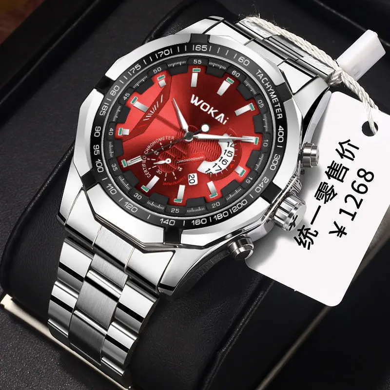 WOKAI Watch Men Red Sports Watches Fashion Imitation Mechanical Calendar... - $16.97