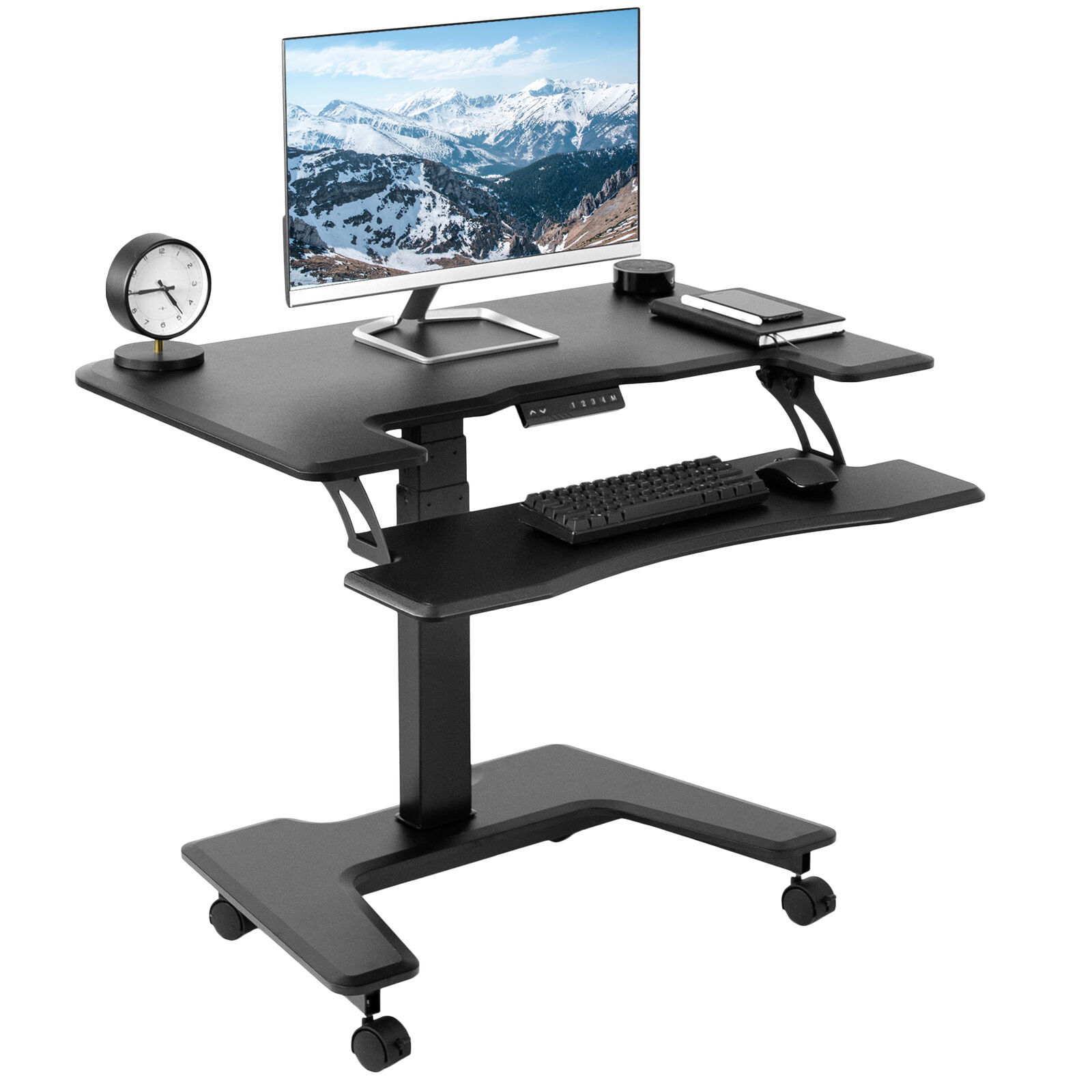 Primary image for VIVO Black 36" Electric Mobile Height Adjustable Two Platform Standing Desk