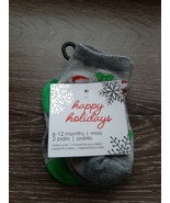 Happy Holidays 6-12 Month Baby Socks. Christmas Bear gray socks. New - $14.73