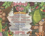 Rainforest Cafe Kids Menu Die Cut Placemat with Games 2003 - $17.82