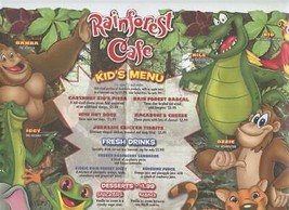 Rainforest Cafe Kids Menu Die Cut Placemat with Games 2003 - £13.93 GBP